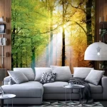 Wall mural for decoration forests design, 300 cm x 280 cm, orange color