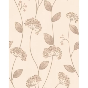 Italian Leaf-Patterned Wallpaper 10m x 0.53m Beige, Model 30607 | Balbaid Decor Company