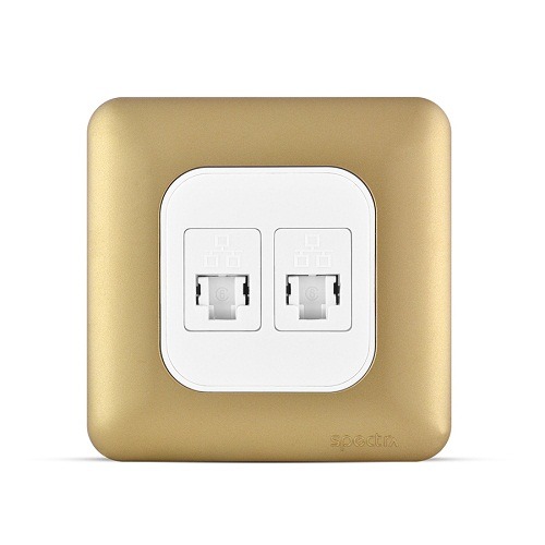 Computer Socket with Shutter 2 Gang 7x7cm Gold Color | Spectra
