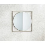 مرايا ديكور مقاس 60×60×2 سم، لون ذهبي و رمادي، تصميم جزيرة