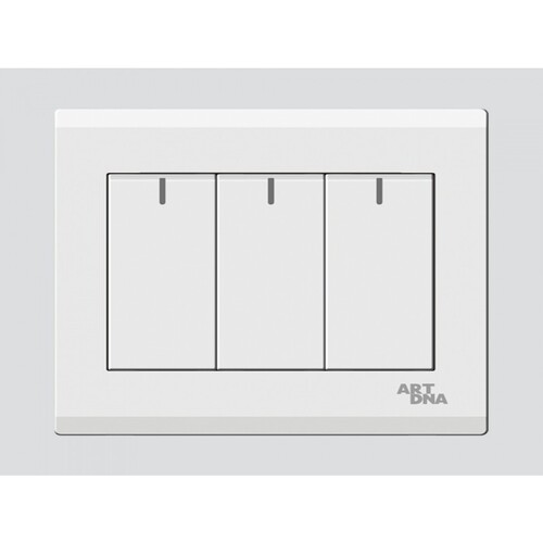 Triple Switch 16 Amp 7×7 cm White Color | Art DNA