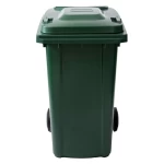 High-Density Polyethylene Plastic Waste Container, Dimensions 100×55.5×70 cm, Capacity 240 Liters, Dark Green Color, Model SCULY