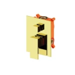 Concealed Shower Mixer Face, Square, Two Lines, Gold