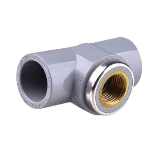 TEE 90° (Slip x FPT) with Brass Insert Schedule 80 3P Pipe Size 1/2 × 1/2 × 1/2 Inch Light Gray | 3 P pipes factory