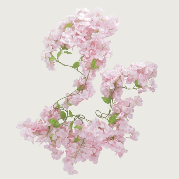 Hydrangea Flower Garland 130 cm Length, 15 cm Width, Pink Color | 