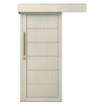 باب سحاب بريميوم خشب صلب، رمادي فاتح، مقاس 110×265 سم، سمك 6 سم، موديل GM01