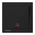 مفتاح مفرد 20 امبير ثنائي القطب مع مؤشر ضوئي (نيون)، رمادي داكن، 86×86 مم، 250 فولت، ماركة سيمنز (دلتا ريلفا) 