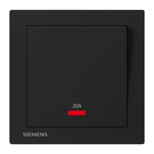 20A 1 Gang Double Pole Switch with Neon Indicator, Dark Gray, 86x86mm, 250V | Siemens (Delta Relfa)