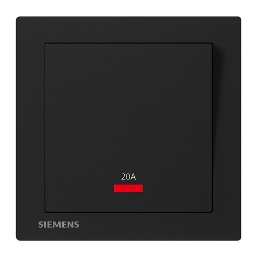 20A 1 Gang Double Pole Switch with Neon Indicator, Dark Gray, 86x86mm, 250V | Siemens (Delta Relfa)