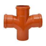 UPVC 87.5° Double Tee Size 110 mm, Length 280 mm, Orange Color | Cosmoplast