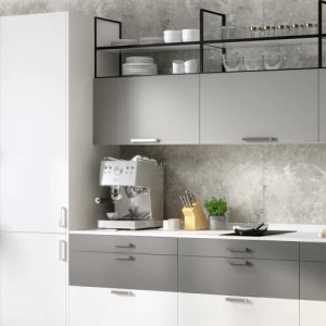 Melamine Kitchen 18 mm Beige, Artificial Acrylic Marble, Hydraulic Hinges | Abyat Company