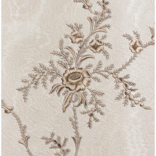 Italian Wallpaper Floral Design 10m x 0.73m Beige, Model 2444 | Balbaid Decor Company