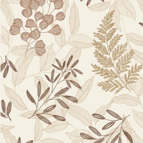 Leaf-Patterned Wallpaper 10m x 0.53m Beige Color, Model Kira | Abyat Company