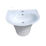 Ceramic Wall Mounted Hand Washbasin, White Color, Size 56x50x38 cm, Round Shape