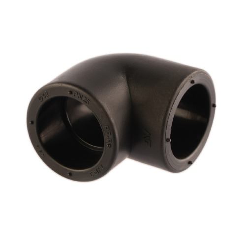 PPR Plastic Elbow 90 Degree 160 mm Black, Pressure 25 Par | ALMUIF PIPES