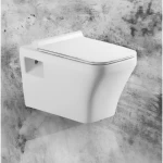 White Wall Mounted Toilet, Modern Design, Dimensions 37×37×52 cm 
