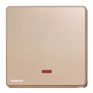 مفتاح مفرد 20 امبير ثنائي القطب مع مؤشر ضوئي (نيون)، ذهبي وردي، 86×86 مم، 250 فولت | Siemens (دلتا أرينا)