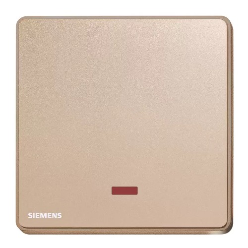 مفتاح مفرد 20 امبير ثنائي القطب مع مؤشر ضوئي (نيون)، ذهبي وردي، 86×86 مم، 250 فولت | Siemens (دلتا أرينا)