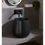 Long Sofia Model Counter Porcelain Basin, 40×40×40 cm, Black Color