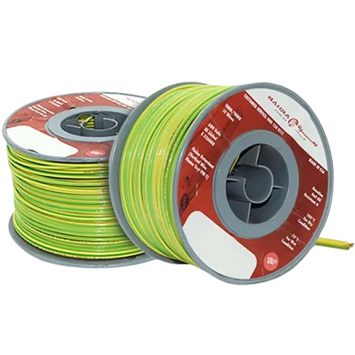 سلك كهرباء أمريكي Bahra 10 AWG THHN 600 فولت نحاس مجدول معزول PVC ومغلف نايلون أخضر/أصفر