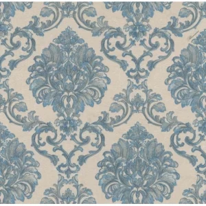 Italian Wall Decoration Beige with Blue, 10m x 0.73m, Model 25013 | Balbaid Decor Company