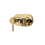 Copper Bidet Mixer Comes with Holder, Shiny Gold Color, Pressure 15 Bar, Dimensions 7×13.5×12.3 cm