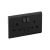 Electrical DOUBLE socket with switch 2 gang with two USB outputs, 13 Amp, Size 14x7 cm, Black Color, ABB Brand