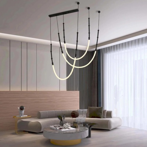 Modern Triple LED Pendant Diameter 50 cm, Black Color | Matkel Store