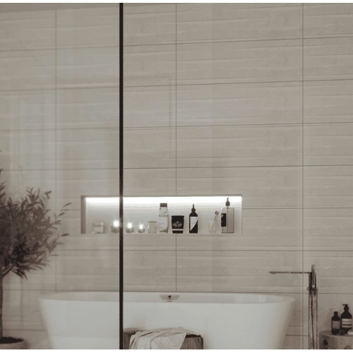 Ceramic Wall Tiles 10 mm Thick 30x90 cm Light Beige Shiny Surface | Saudi Ceramics