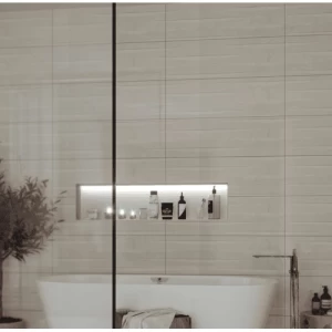Ceramic Wall Tiles 10 mm Thick 30x90 cm Light Beige Shiny Surface | Saudi Ceramics