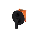 Concealed Shower Mixer Face, Black, Two Lines, Round