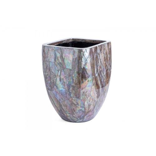 مزهرية فايبر جلاس 43×30×30 سم شكل اسطواني فضي | حدائق السلطان