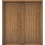 Premium Luxury Wooden Entrance Door, Dual, Size 220 × 235 cm, 6 cm Thickness, Brown, Model GM01