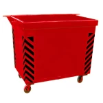 حاوية نفايات حديد   مقاس 2000×1060×1240 مم سعة 2 ياردة مكعبة سمك 2 مم لون  احمر