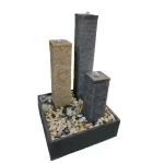 Decorative Marble Fountain With Overhead Lighting, Black With Beige Color, Size 100 × 70 × 70 cm, Product Number 26070#