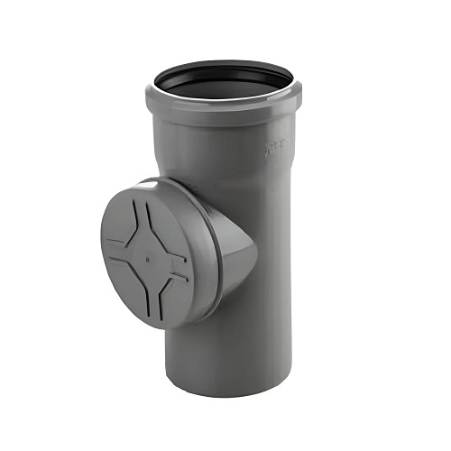 قسام UPVC بسدة فحص مقاس 160 mm، طول 350 mm، لون رمادي | Cosmoplast Company