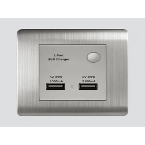 Double USB Socket 7×7 cm Steel Color | Art DNA