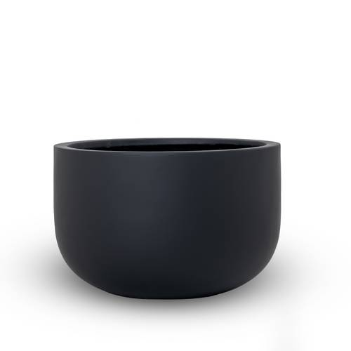 Fiberglass Flower Holder Round 16cm Width 27cm Height Dark Grey | Verde