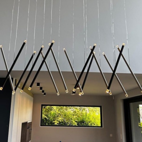 Modern Black Metal Chandelier 24 LED Bulbs, Adjustable Height 55-150 cm | Matkel Store