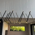 Modern Black Metal Chandelier with 24 LED Bulbs, Adjustable Height from 55 cm to 150 cm