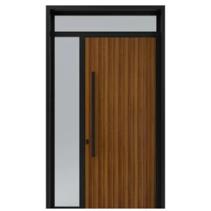 Aluminum Exterior Entrance Door Soundproof Black and Brown, Custom Size | AL-73