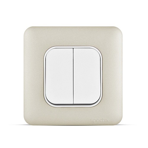 Electrical Switch 20 Amp, 2 Gang, 7x7cm, Champagne Color, 250V | Spectra