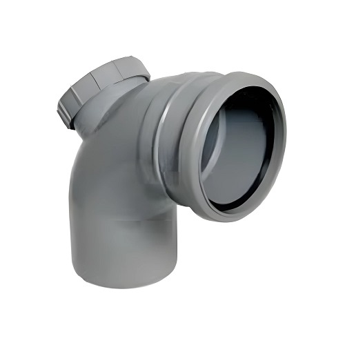 UPVC Access Plastic Elbow 87.5° Size 110 mm, Length 225 mm, Grey Color | Cosmoplast Company