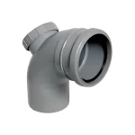 كوع بلاستيك UPVC زاوية °87.5 بسدة فحص مقاس 110 ملي، طول 225 ملي، لون رمادي | شركة كوزمو بلاست