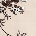Floral Wallpaper, Size 10m × 53 cm, black on beige color