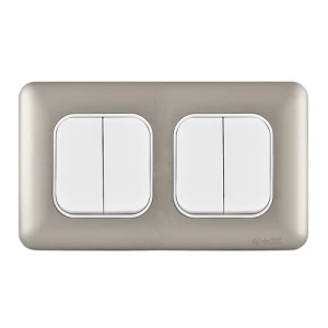 10A Electrical Light Switch 4 Gang 2 Way, Titanium Color, 7x14cm, 250V | Spectra