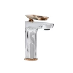 Afra Washbasin Tap 4.6×17.7×15 cm, Chrome And Rose Gold