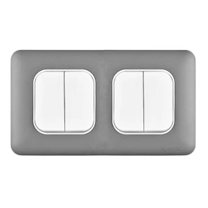 10A Electrical Light Switch 4 Gang 2 Way, Dark Silver, 7x14 cm, 250V | Spectra