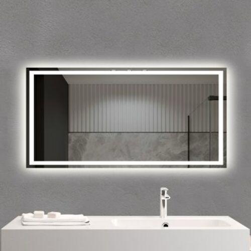 مرآة سيلفر مستطيلة 120 × 60 سم مع إضاءة ليد باللمس، لون فضي | Silver