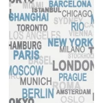 German wallpaper for youth and children, size 10 m x 0.53 m, gray and blue color, model 766714 